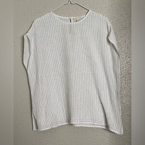 EILEEN FISHER Organic-Cotton Striped Minimalist Top W Sz.M Lagenlook Casual